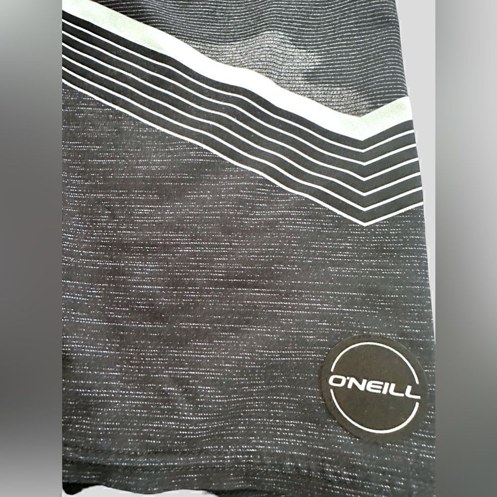 O’Neill Big Boys 26 Waist Striped Unlined Board Shorts Blue Blue Gray Black - Picture 6 of 12